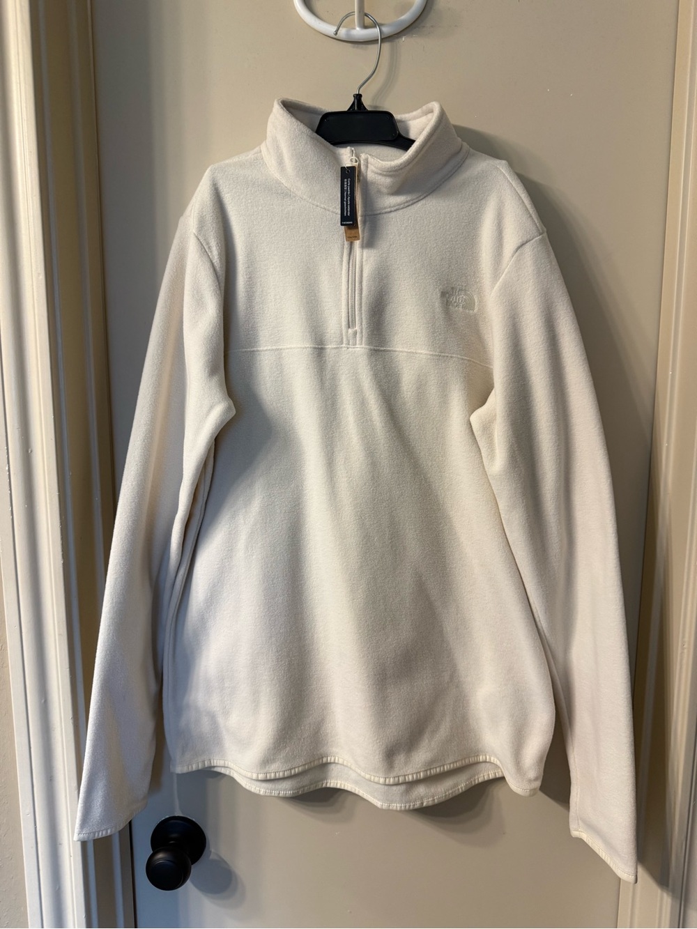 North Face Quarter-Zip Fleece Pullover in Off-White